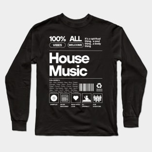 HOUSE MUSIC - Product Label (white) Long Sleeve T-Shirt